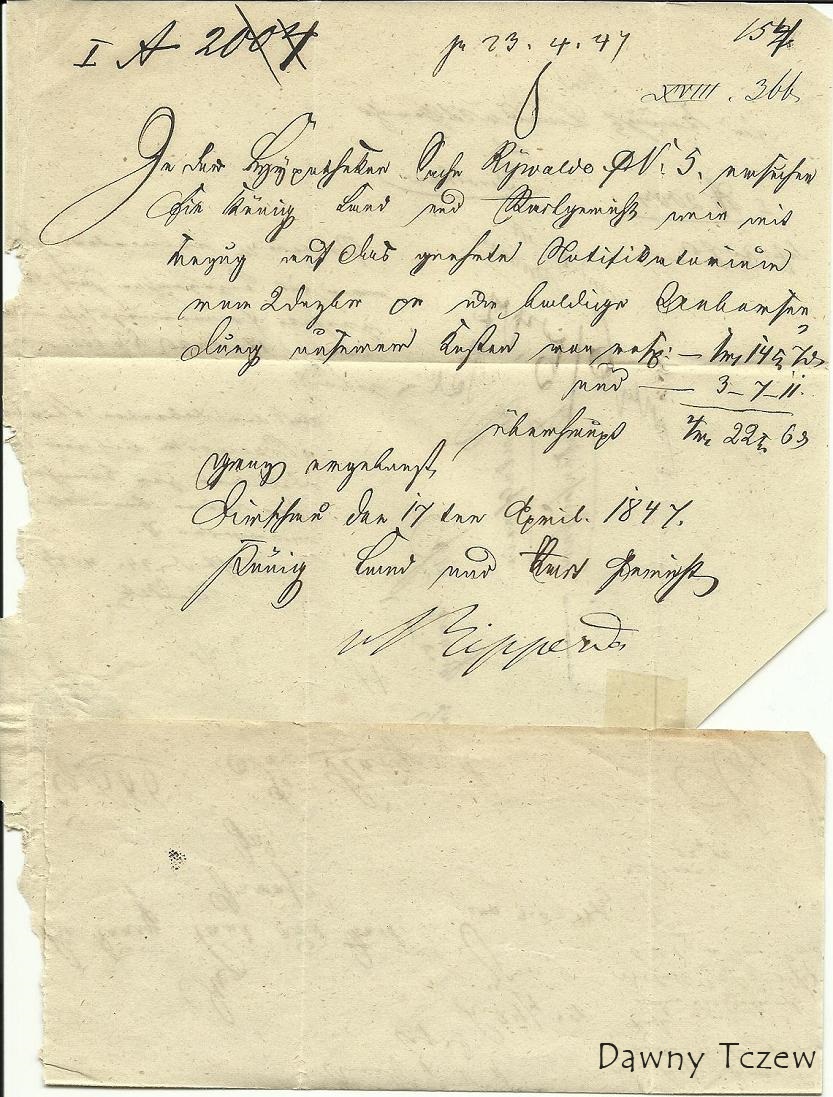List wasłany  z Tczewa do Starogardu w 23.04.1847 r. cz. 1.jpg