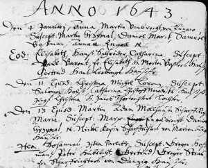 Rok 1643 księgi metrykalne kościoła ewangelickiego w Tczewie. Proszę patrzeć na ostatnie dwa wpisy.