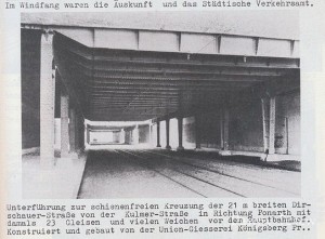 1929 - 1939<br />Königsberg, Bahnhof, Unterführung zur Dirschauer Straße<br />Podpis pod zdjęciem :<br />Königsberg, stacja kolejowa, przejście podziemne do Dirschauer Straße<br />Przejście podziemne do skrzyżowania o ruchu drogowym Dirschauer o szerokości 21 mw kierunku Ponarth z 23 torami i wieloma punktami przed dworcem głównym.