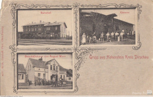 Pszczółki. Stacja kolejowa, serownia i sklep Augusta Morra. Lata 1910-1914.jpg