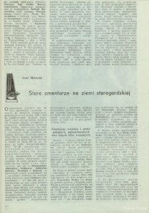 Jantarowe Szlaki, 1982, nr 1, Stare cmentarze na ziemi starogardzkiej