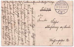 Pommern Tczew Preussen Dirschau Friedrichstrasse gelaufen 1915 (2).jpg