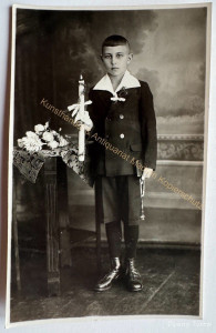 orig. Foto AK Kind Junge Kommunion um 1930 Dirschau Pommern (1).jpg