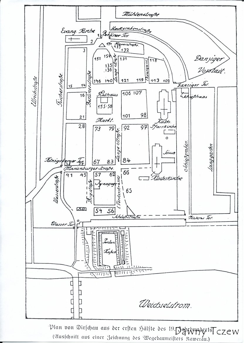 Plan miasta z I połowy XIX wieku